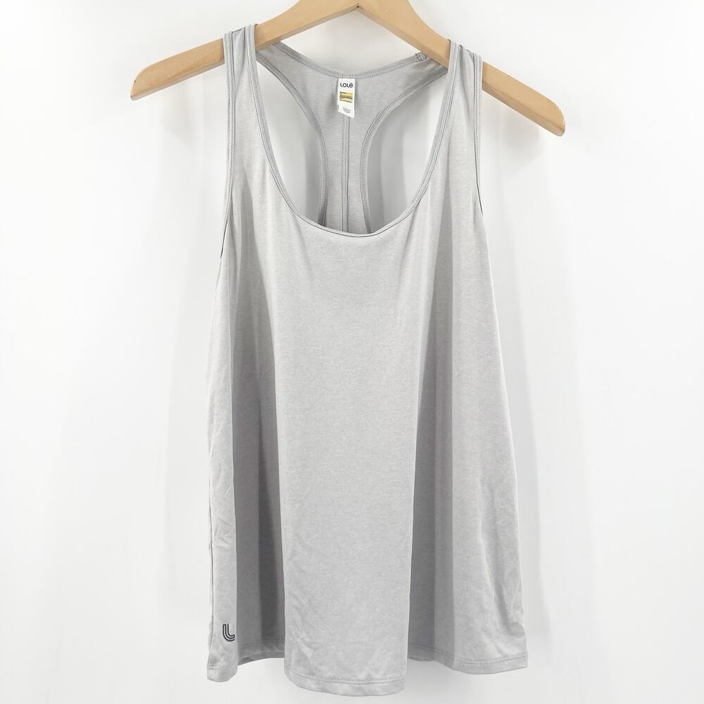 LOLE Tank Top Size Large Light Gray Racerback Athleisure Athletic Yoga Outdoor